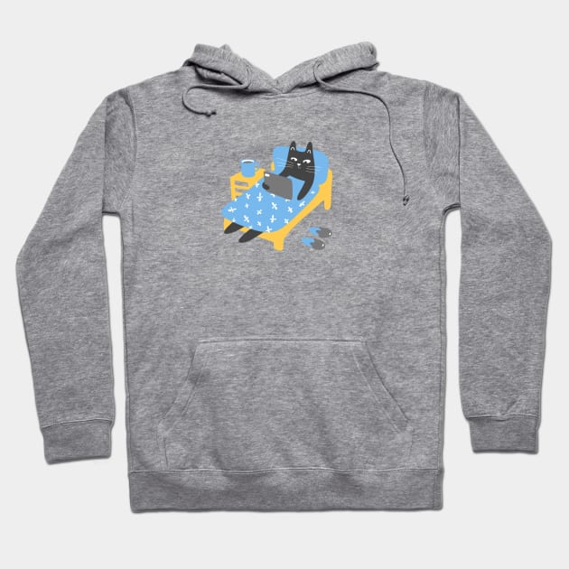 Cat in bed Hoodie by artful_meows